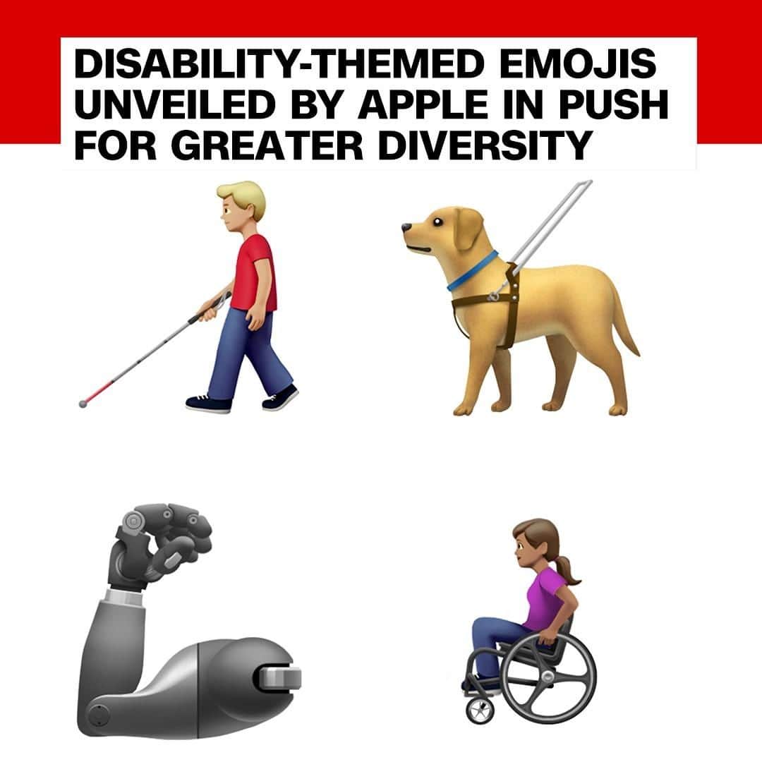 CNNさんのインスタグラム写真 - (CNNInstagram)「😊🎉🎈In celebration of World Emoji Day 📆 Apple unveiled a new collection featuring a guide dog, an ear with a hearing aid, wheelchairs, a prosthetic leg and a prosthetic arm. Those are among 59 new emojis that will be available in the fall with a software update. “Celebrating diversity in all its many forms is integral to Apple’s values and these new options help fill a significant gap in the emoji keyboard,” the company said. (📸: @Apple) #WorldEmojiDay」7月18日 6時17分 - cnn