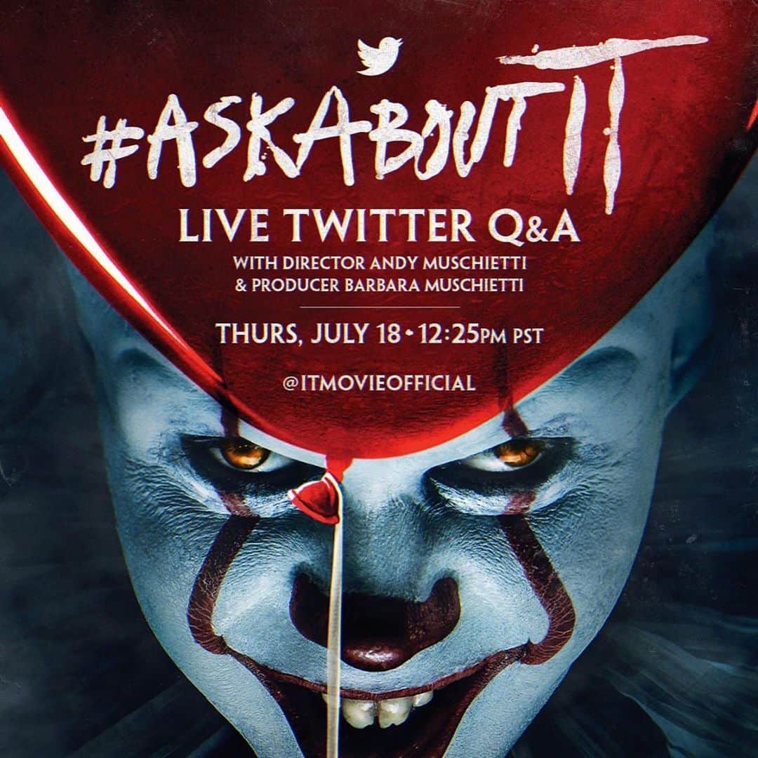 Warner Bros. Picturesさんのインスタグラム写真 - (Warner Bros. PicturesInstagram)「Are you ready for the end of IT? Join director Andy Muschietti & producer Barbara Muschietti for a LIVE Twitter Q&A on July 18. Watch the new trailer & float your questions their way with #AskAboutIT #ITMovie」7月18日 12時06分 - wbpictures
