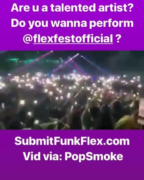 ファンクマスター・フレックスのインスタグラム：「ARE YOU AN ARTIST WITH TALENT? DO YOU WANNA PERFORM AT @flexfestofficial ???? @ SOMEONE WITH TALENT! SEND ME YOUR MUSIC! HIT LINK IN BIO OR SUBMITFUNKFLEX.COM !!!!!」