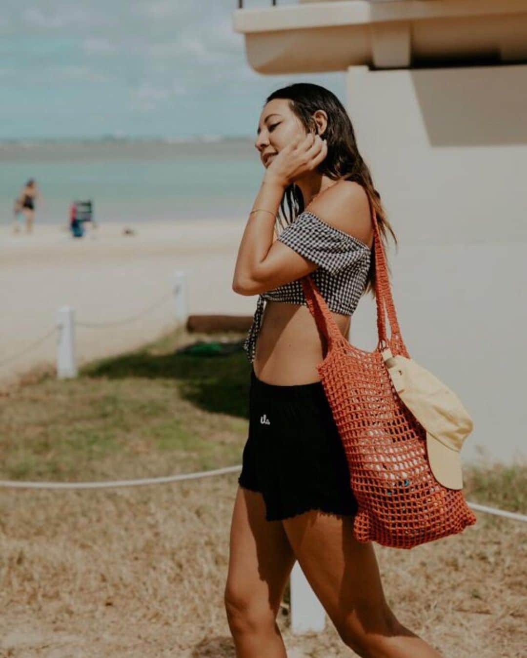 ILAのインスタグラム：「@angelicakimi feeling summer 💦🏝 🧢 👖 👙 by #ILASWIM  Photo 📸: @hiroyabrian @p.l.w.studios #ilaswim #plwstudios」
