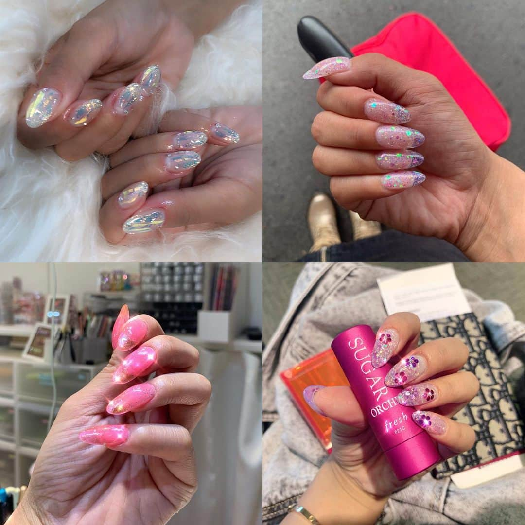 今田惟吹さんのインスタグラム写真 - (今田惟吹Instagram)「4 of my fav #ibukinails 💕 あんまり載せてなかったけど安定のコロコロしょっ中チェンジしてキラキラの可愛いネイルをしてます! 今は左上の久しぶりにうるうる💕 今回もかわいい! いつも本当にありがとうちーちゃん!@chinatsu_tsubaki 😙 @jillandlovers 💅🇯🇵」7月18日 19時33分 - ibuki.japan