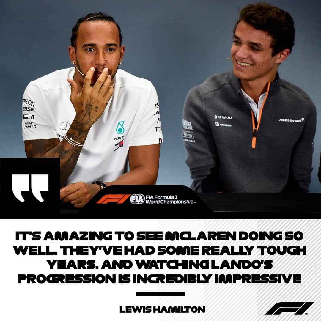 F1さんのインスタグラム写真 - (F1Instagram)「A lot of love from the champ for his former team and for the new kid on the block 😍💬🇬🇧 .  #F1 #Formula1 #LewisHamilton #LandoNorris #McLaren @lewishamilton @mclaren @landonorris」7月19日 1時27分 - f1