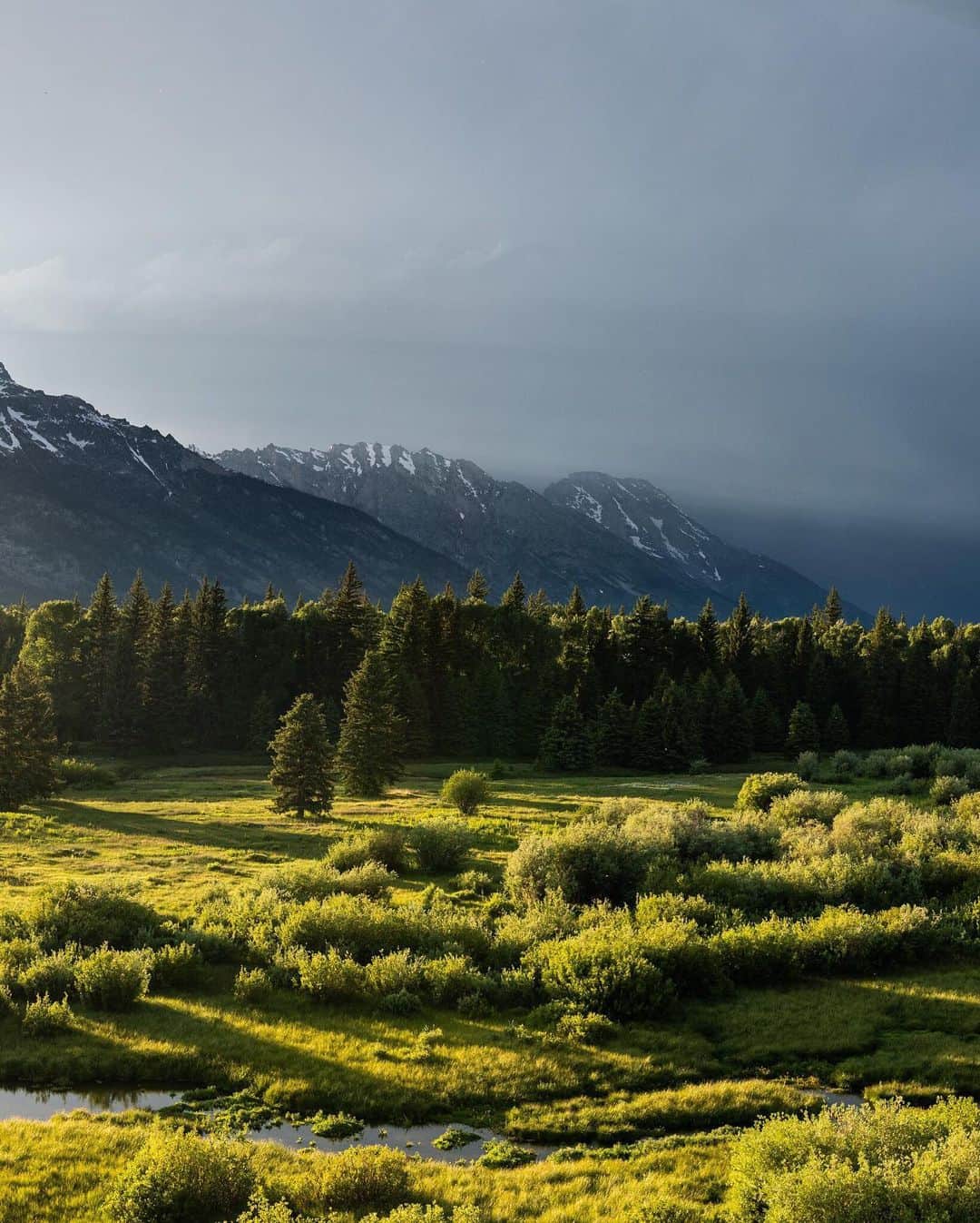 National Geographic Travelさんのインスタグラム写真 - (National Geographic TravelInstagram)「Photo by @taylorglenn | Last light at Blacktail Ponds Overlook as an evening storm clears in Grand Teton National Park. There is something so incredibly magical about the quality of light that occurs just as the sun is about to set behind the mountain range. The shadows of the peaks and the glow of the low angled sunlight creates the most beautiful depth and glow across the landscape. It's the kind of light we photographers dream about. To see more of this incredible #Wyoming landscape follow @taylorglenn #grandtetonnationalpark #jacksonhole」7月19日 4時09分 - natgeotravel