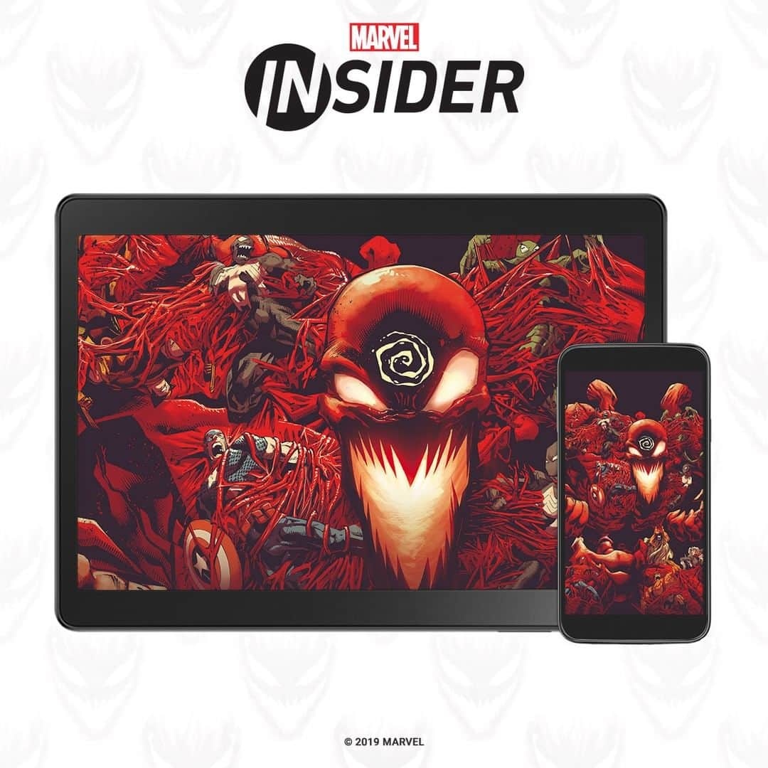 Marvel Entertainmentさんのインスタグラム写真 - (Marvel EntertainmentInstagram)「Are you a #MarvelInsider? Watch #MarvelLIVE each day of SDCC and unlock this “Absolute Carnage” digital wallpaper. Don’t miss out on all the ways to earn points! Visit marvel.com/insider. Terms apply.」7月19日 6時40分 - marvel