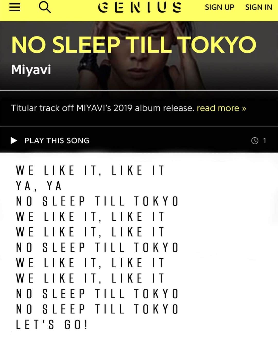 MIYAVI（石原貴雅）さんのインスタグラム写真 - (MIYAVI（石原貴雅）Instagram)「Go leave a comment 👉 https://genius.com/Miyavi-no-sleep-till-tokyo-lyrics @miyavi_ishihara #NoSleepTillTokyo」7月19日 7時00分 - miyavi_staff