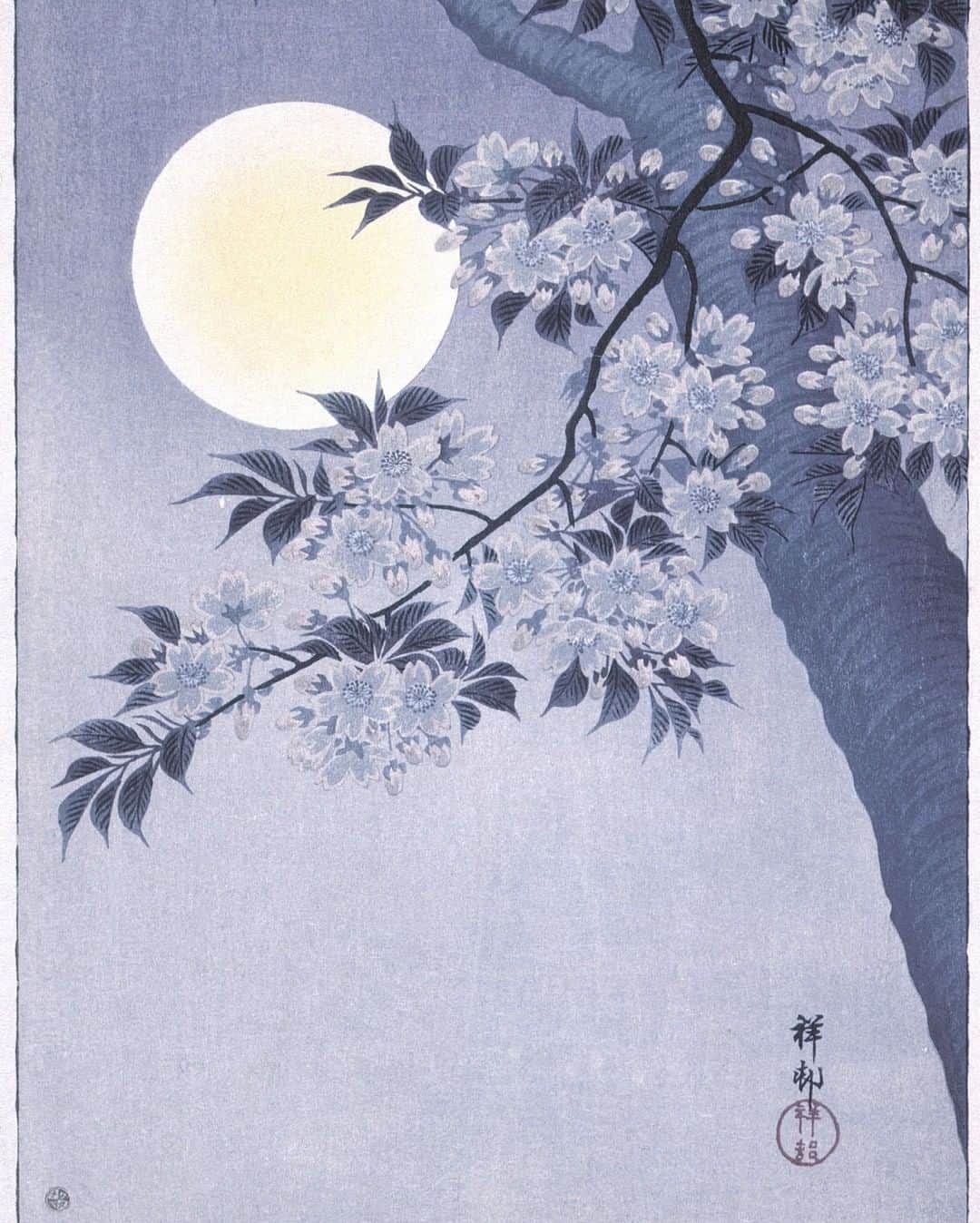 ロサンゼルスカウンティ美術館さんのインスタグラム写真 - (ロサンゼルスカウンティ美術館Instagram)「Late night collection highlight: Blossoming Cherry on a Moonlit Night 🌸 Ohara Shōson, Japan, circa 1932」7月19日 13時35分 - lacma