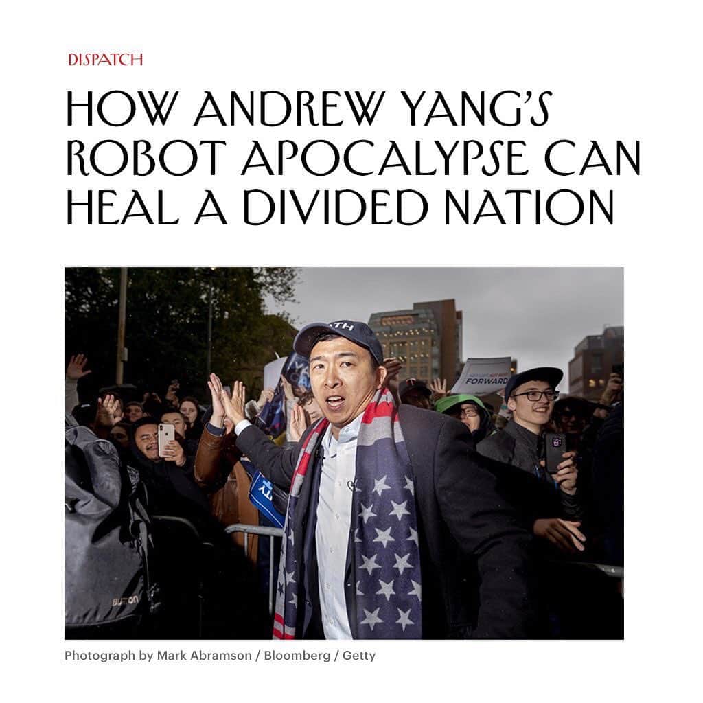 The New Yorkerさんのインスタグラム写真 - (The New YorkerInstagram)「The long-shot Presidential candidate Andrew Yang’s technocratic populism has attracted displaced workers, tech-industry venture capitalists, libertarians, Trump supporters, and proud Asian-Americans. The odds that he lasts long in the race are slim, but in the contest to describe what's wrong with America he has become a compelling figure. Tap the link in our bio to learn why.」7月20日 3時03分 - newyorkermag