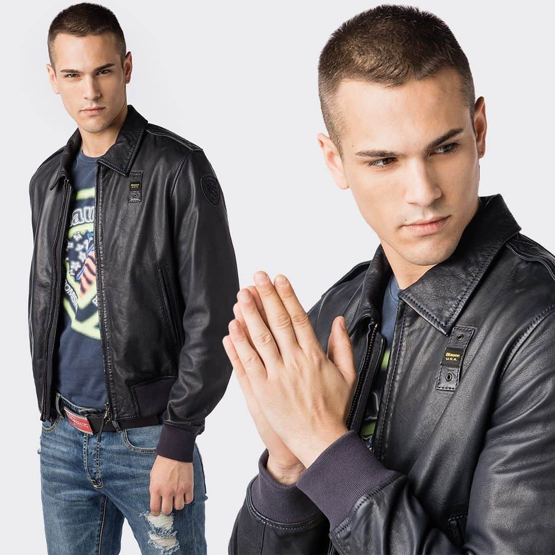 ブラウアーさんのインスタグラム写真 - (ブラウアーInstagram)「Bomber soft leather jacket. A timeless piece that everyone should own. Tap to shop. #Blauer #BlauerUsa #SpringSummer2019 #BomberJacket #LeatherJacket」7月20日 3時39分 - blauerusa