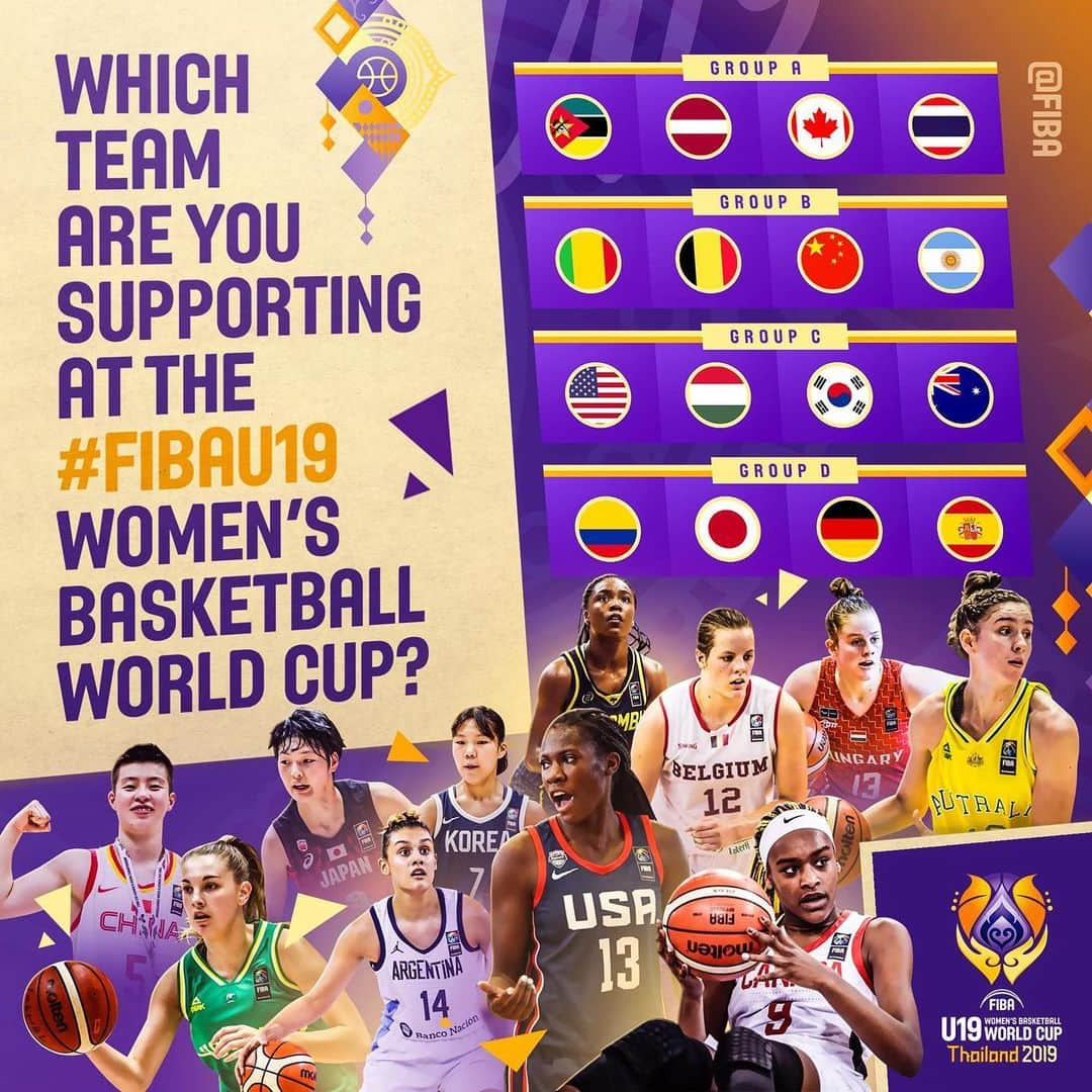 FIBAさんのインスタグラム写真 - (FIBAInstagram)「The #FIBAU19 Women’s Basketball World Cup tips tomorrow!🏀🌍🏆 Comment below 👇 with the flag of your team! 🤔」7月19日 19時46分 - fiba