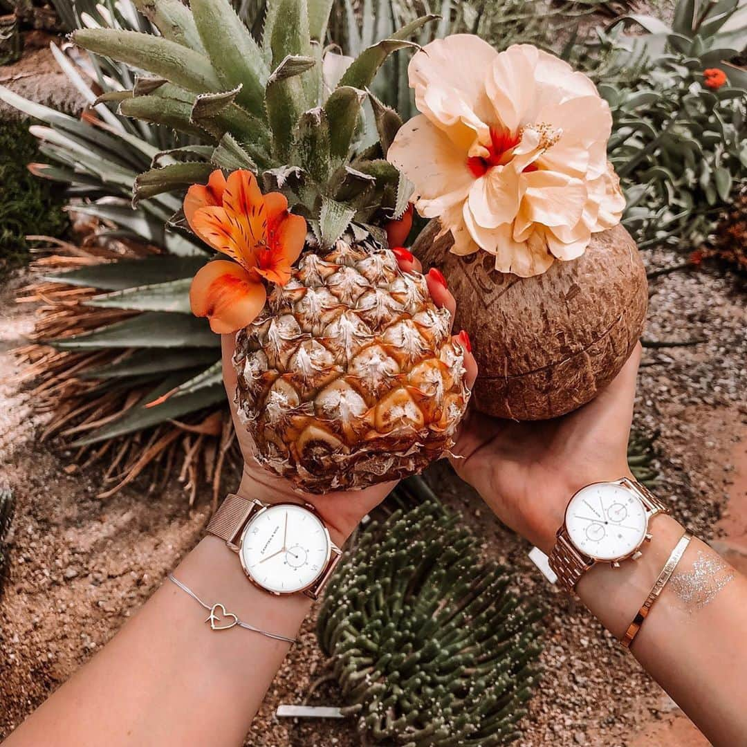 Kapten & Sonさんのインスタグラム写真 - (Kapten & SonInstagram)「'Happiness comes in pineapples ... and coconuts!' 🍍🥥 @lariundchrisaufreisen wears our beautiful Heritage Mesh and our new Chrono Small! ✨ #bekapten #kaptenandson⁠ .⁠ .⁠ .⁠ #watches #watchlover #summerstyle #summerfashion #fashionlover #fashionaddicted #dailyinspo #ootd #instagood」7月19日 22時15分 - kaptenandson