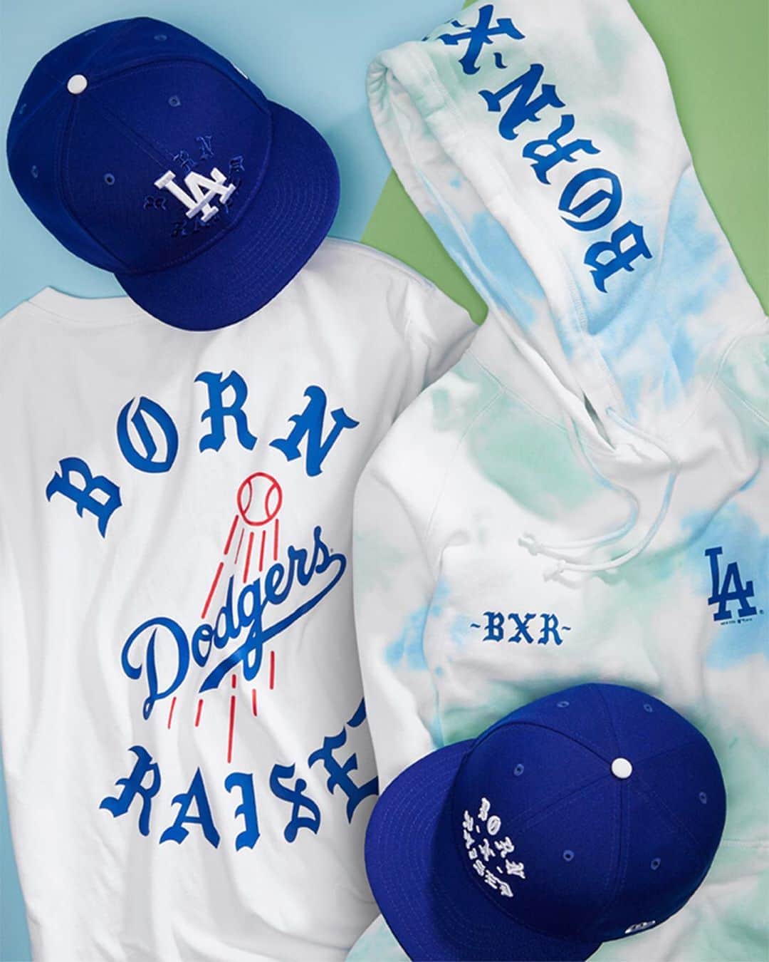 ニューエラ・キャップのインスタグラム：「Just dropped #NewEraCap x @BornxRaised @Dodgers Collection, featuring #59FIFTY Fitted caps and apparel. Available now at neweracap.com and bornxraised.com」