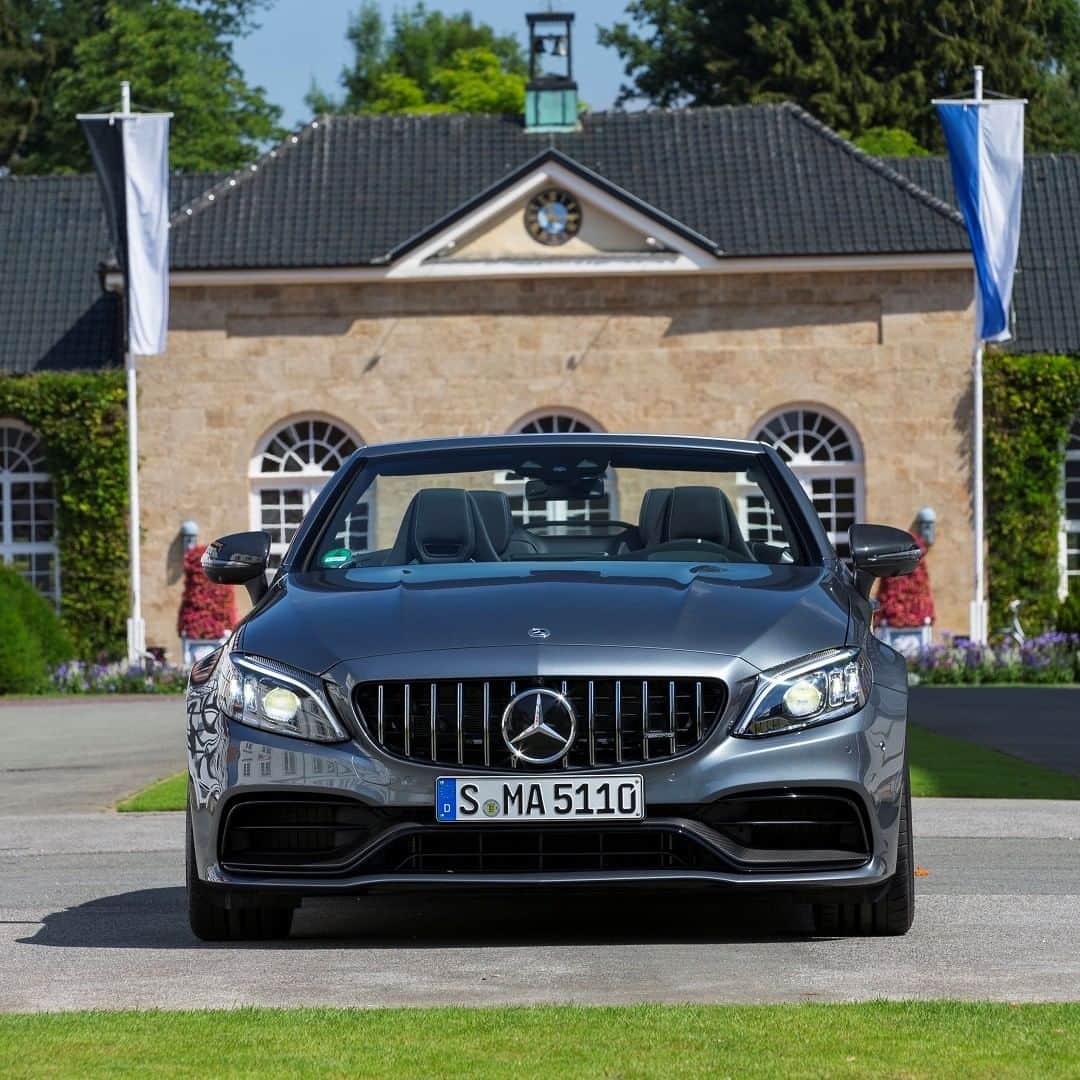 Mercedes AMGさんのインスタグラム写真 - (Mercedes AMGInstagram)「[Mercedes-AMG C 63 S Cabriolet | Fuel consumption combined: 10.4 l/100km | CO2 emissions combined: 236 g/km]  Stare into the eyes of the Mercedes-AMG C 63 S Cabriolet and you'll be filled with the desire to chase true Driving Performance.  #MercedesAMG #AMG #C63 #DrivingPerformance #Power #Passion #Mercedes #AMG🔥 #Luxury #CarsofInstagram #InstaCar #Lifestyle」7月19日 23時05分 - mercedesamg