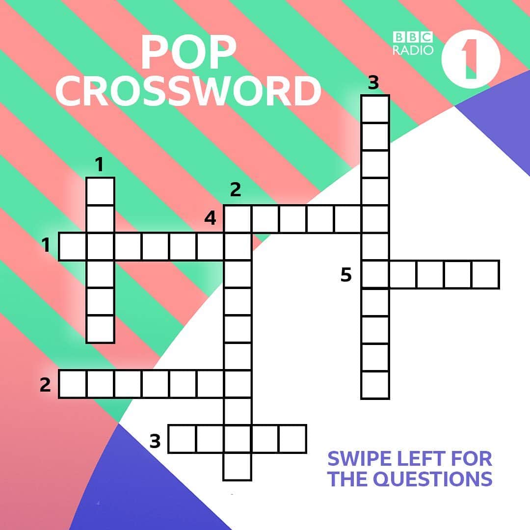 BBC Radioさんのインスタグラム写真 - (BBC RadioInstagram)「🧐🎶 POP CROSSWORD 🎶🧐 If you can get all the answers you will: A) gain some serious kudos and B) forever be known as a pop wizard. 🎶🧙‍♂️ GO!」7月20日 0時16分 - bbcradio1