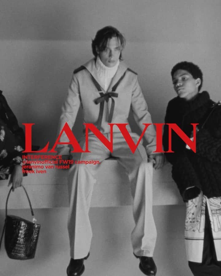 ランバンのインスタグラム：「#LanvinFW19 vibrant shades, imagined by @brunosialelli. Creative direction: @brunosialelli  Art direction: @ezrapetronio Styling: @mr_carlos_nazario  Hair: @paulhanlonhair  Make-up: @lucia_pieroni Casting: @piotrchamier  #LanvinINTERFERENCE #LanvinFW19  #LanvinbyBrunoSialelli」