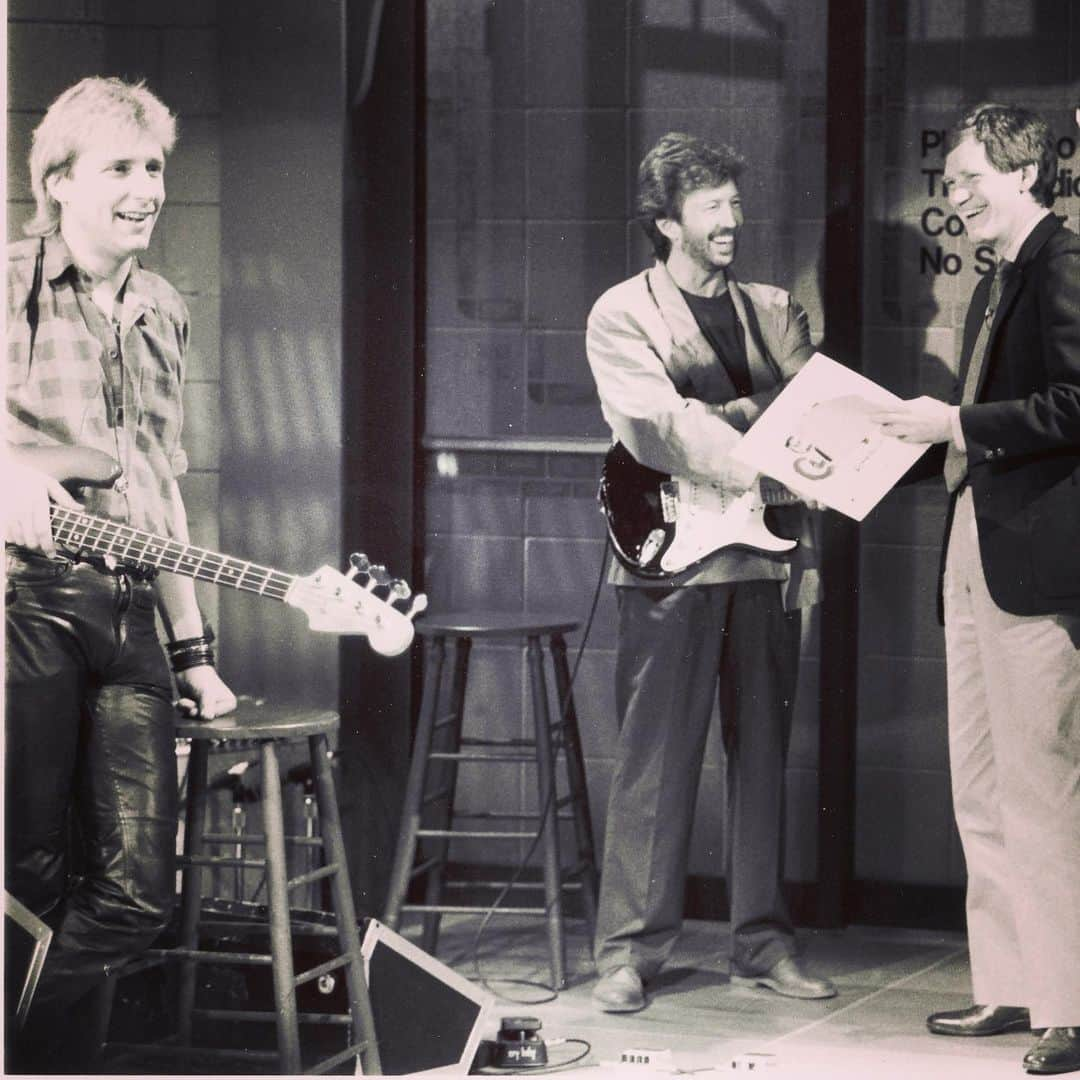 ウィル・リーさんのインスタグラム写真 - (ウィル・リーInstagram)「EC-An off-the-air moment at Late Night where Clapton was sitting in with us all night. Not the loosest playing situation I’ve had playing with him, but there’s no “off switch” when this guy plays. He means business, always! @letterman @thepaulshaffer #blues #thisboyslife」7月20日 1時52分 - unclewilllee