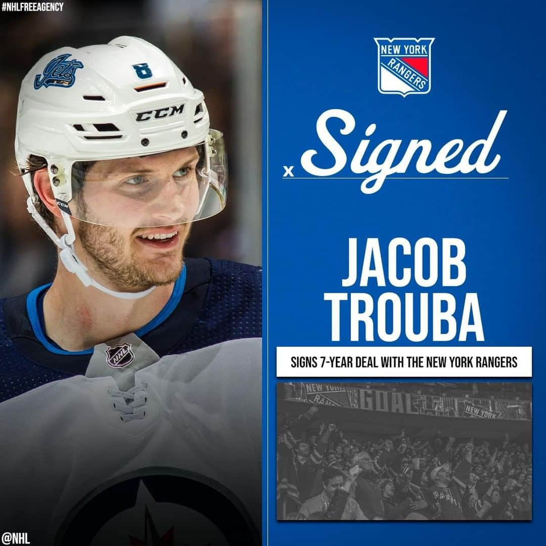 NHLさんのインスタグラム写真 - (NHLInstagram)「The @nyrangers have come to terms with @jacobtrouba. 🖊️🍎🗽」7月20日 5時17分 - nhl