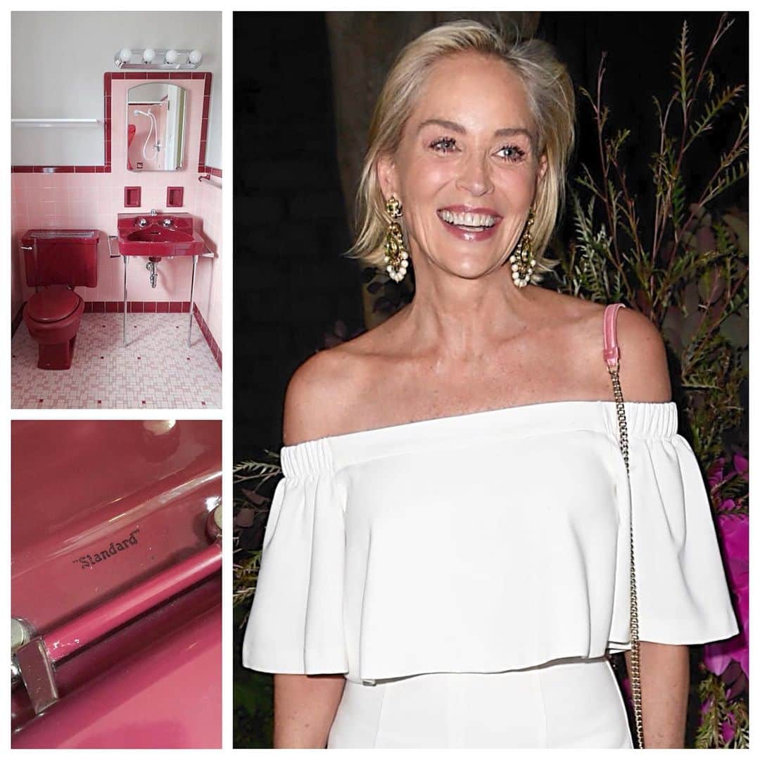 JO BAKERのインスタグラム：「S H A R O N • S T O N E 🇺🇸 Vintage toilet tones... #sharonstone taught me how pretty #sheerplum #cooltone gloss can look with a golden tan!!! Love learning tricks from my birds!! Especially legends.  Outfit @blackhalo  Hair @giannandreahair  Makeup by me #jobakermakeupartist using @decortebeauty on the eyes and @marcjacobs sheer gloss on the lips! 💋」