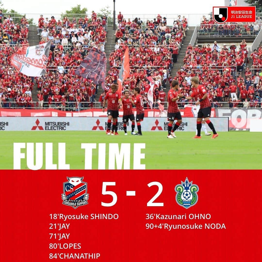 コンサドーレ札幌さんのインスタグラム写真 - (コンサドーレ札幌Instagram)「FULL TIME!!﻿ ﻿ #consadole #コンサドーレ﻿ #Jリーグ　#JLEAGUE﻿ #football #soccer﻿ #supporter #サポーター﻿ #soccerphotography﻿ #soccertime﻿ #北海道　#HOKKAIDO﻿ #札幌　#SAPPORO﻿ #厚別 #ATSUBETSU﻿ #Shonan #湘南 ﻿ #Bellmare #ベルマーレ﻿ #stadium #spogram」7月20日 15時05分 - hokkaido_consadole_sapporo