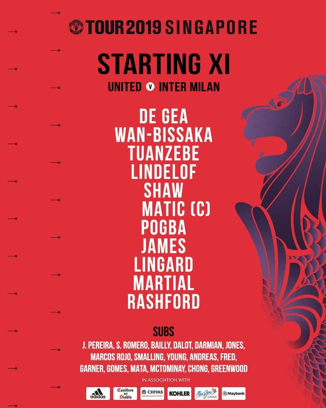 マンチェスター・ユナイテッドさんのインスタグラム写真 - (マンチェスター・ユナイテッドInstagram)「🥁 Today's #MUFC starting line-up... #MUTOUR #ICC2019」7月20日 19時09分 - manchesterunited