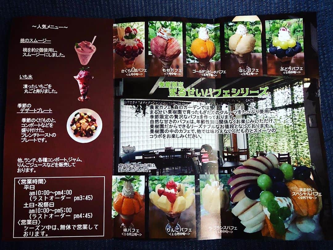 Megumiさんのインスタグラム写真 - (MegumiInstagram)「#まるせい果実園 の  #農家カフェ  #森のガーデン  #季節限定 の #まるせいパフェシリーズ がとても人気でオススメされたお店。  土曜日ということもあり大行列。 パフェは諦め、お店の写真とパンフレットだけいただいて帰りました。  いつか機会があれば✨  #福島 #パフェ  #フルーツ」7月21日 7時51分 - paix2megumi