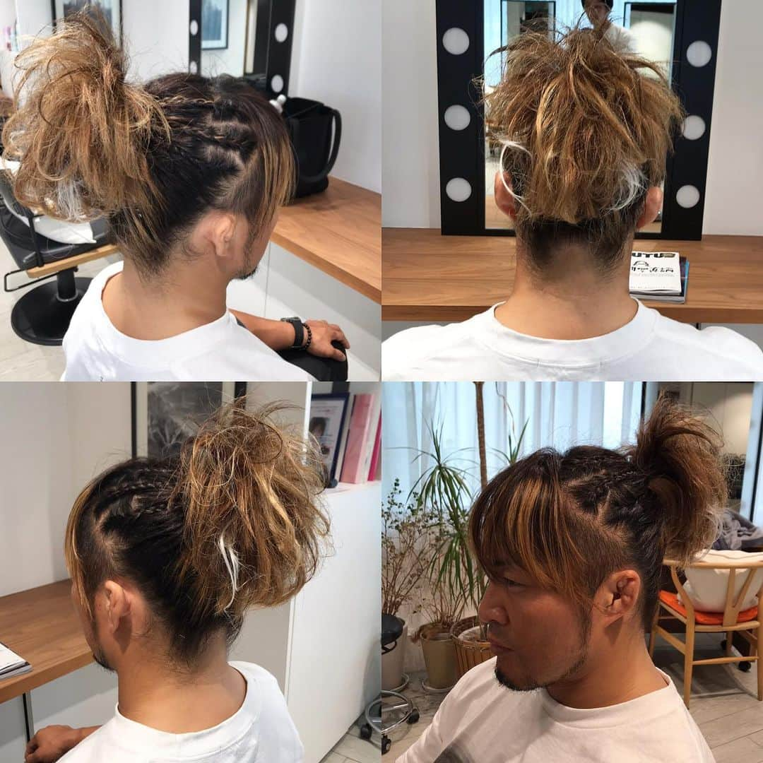 棚橋弘至さんのインスタグラム写真 - (棚橋弘至Instagram)「18日と20日の #髪型 #hairset 白→ #ジーク 赤→ #モモタロス #電王 ☆ #うなじ」7月21日 0時03分 - hiroshi_tanahashi