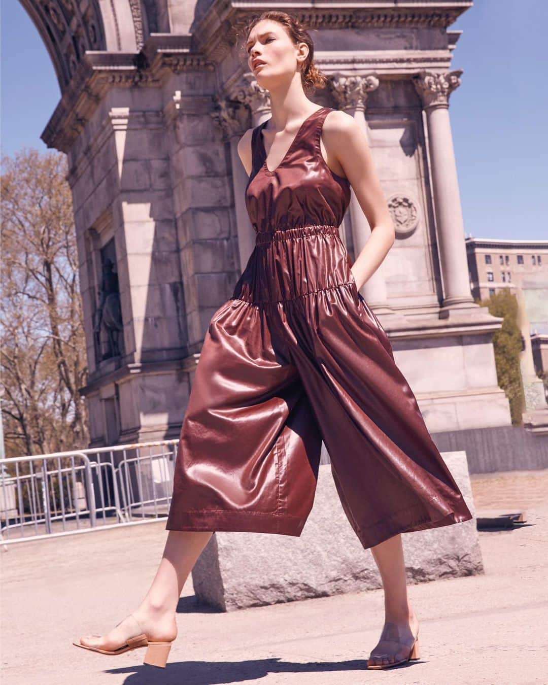 Saks Fifth Avenueのインスタグラム：「#TheJumpsuit: We’re all about high shine during the summertime, and with @tibi’s liquid drape jumpsuit, we promise you won’t want to wear anything else. #SaksItList」