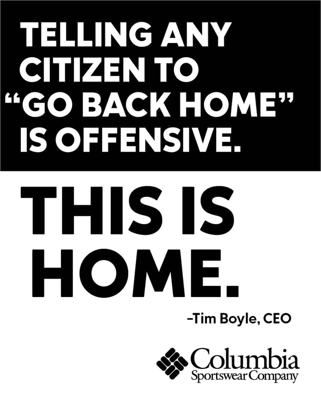 コロンビアさんのインスタグラム写真 - (コロンビアInstagram)「A message from our CEO Tim Boyle: We believe that diversity is one of the great strengths of our country. It is important to be open and welcoming toward individuals of all backgrounds. Telling any citizen to “go back home” is offensive. This is home.」7月21日 1時14分 - columbia1938