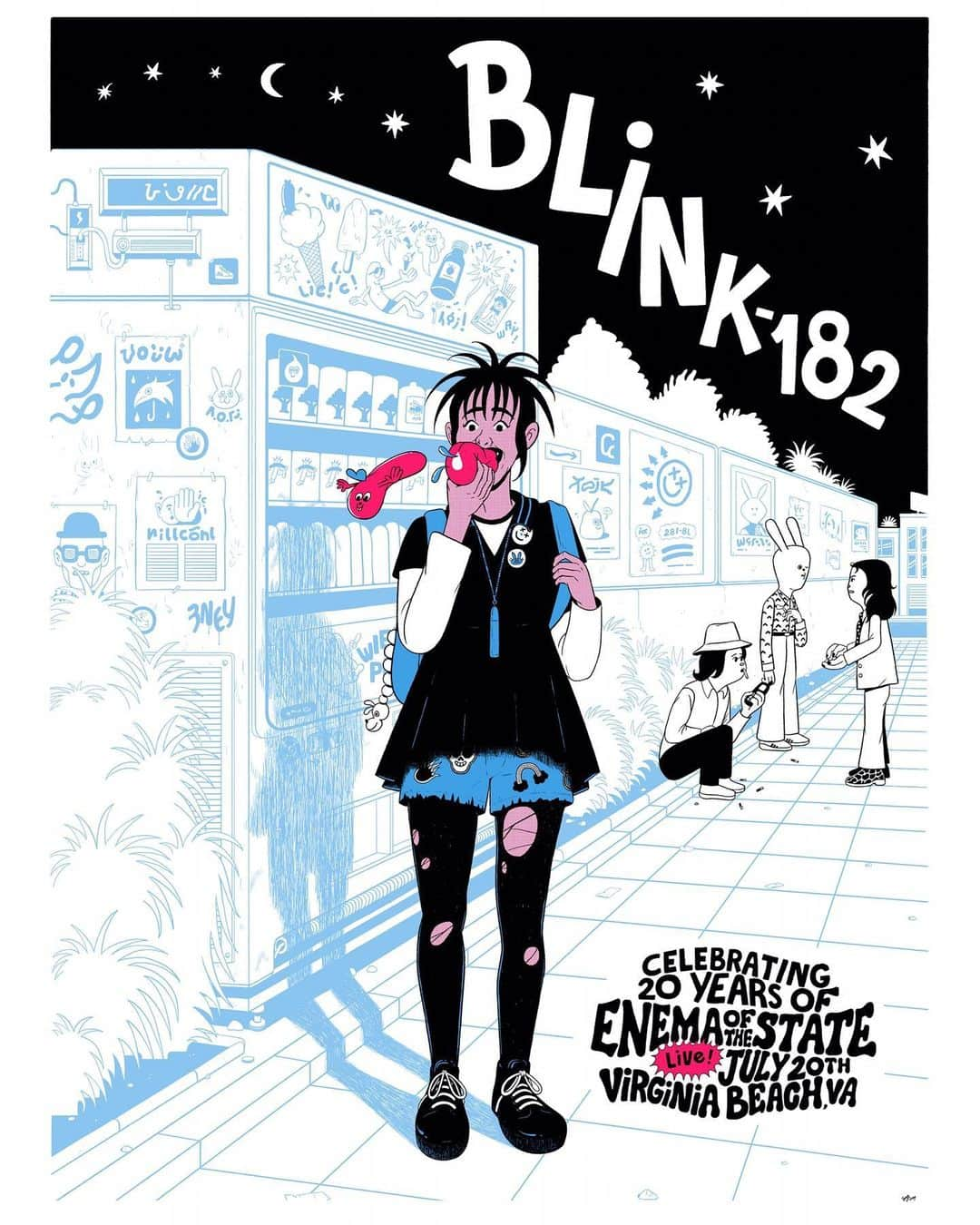 blink-182さんのインスタグラム写真 - (blink-182Instagram)「Virginia Beach the time has come. We foresee Enemas in your future. Here’s tonight’s poster by @smgdraws ☠️☠️☠️.」7月21日 5時29分 - blink182