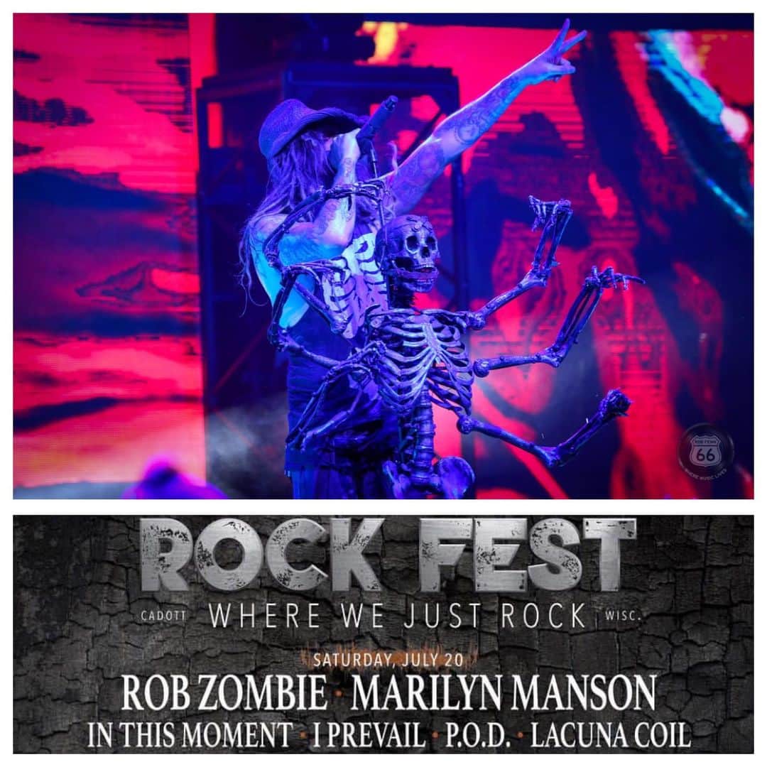ロブ・ゾンビのインスタグラム：「On our way to Cadott, WI for ROCKFEST! #robzombie #rockfest2019」