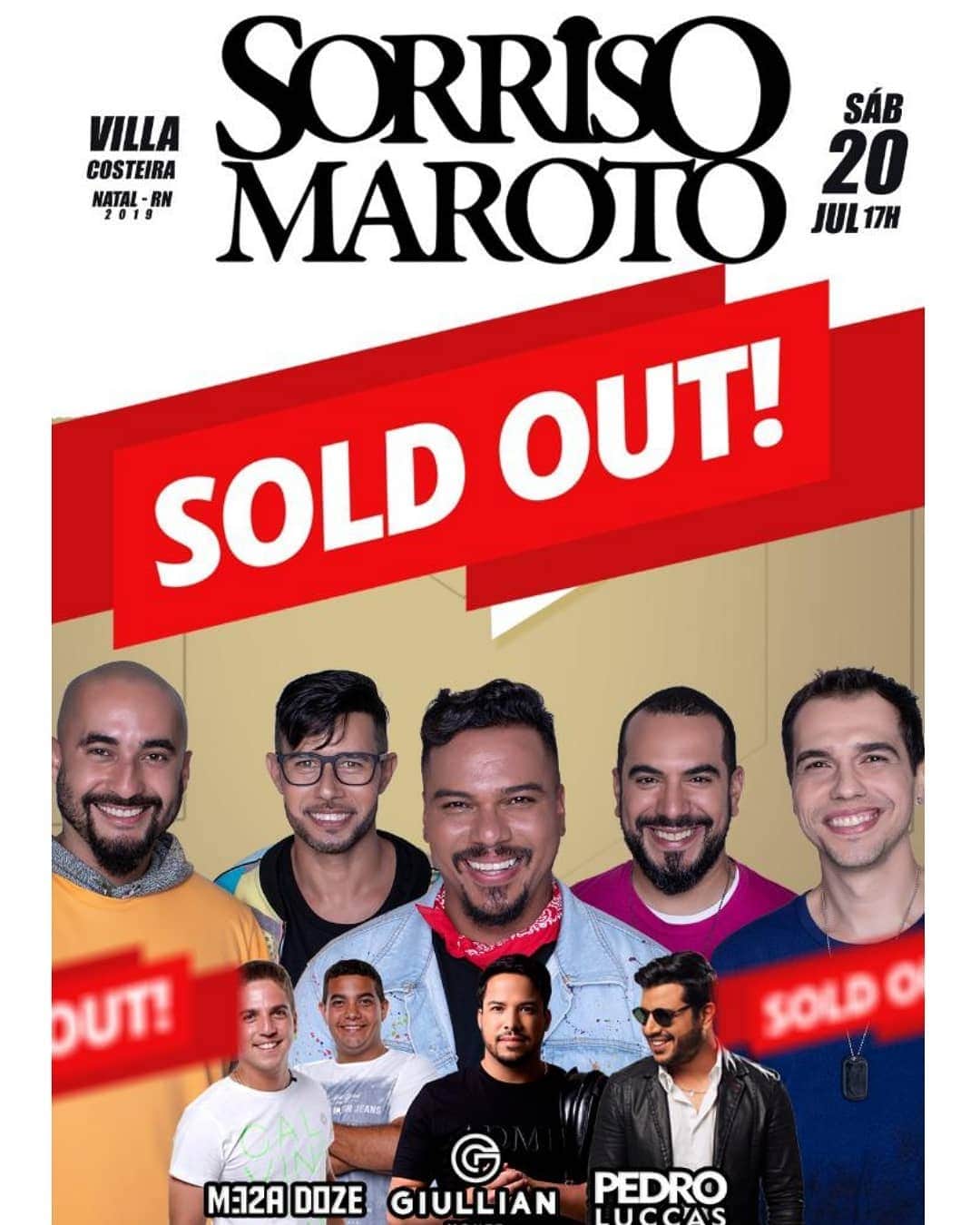 Sorriso Marotoのインスタグラム：「Assim a gente num guenta de tanta alegria, Natal! INGRESSOS ESGOTADOS pro show de hoje na Villa Costeira! 😀 🙏🏼❤️ Obrigado, obrigado, obrigado! 👊🏼 #AoVIvoAoCuboEmCores」