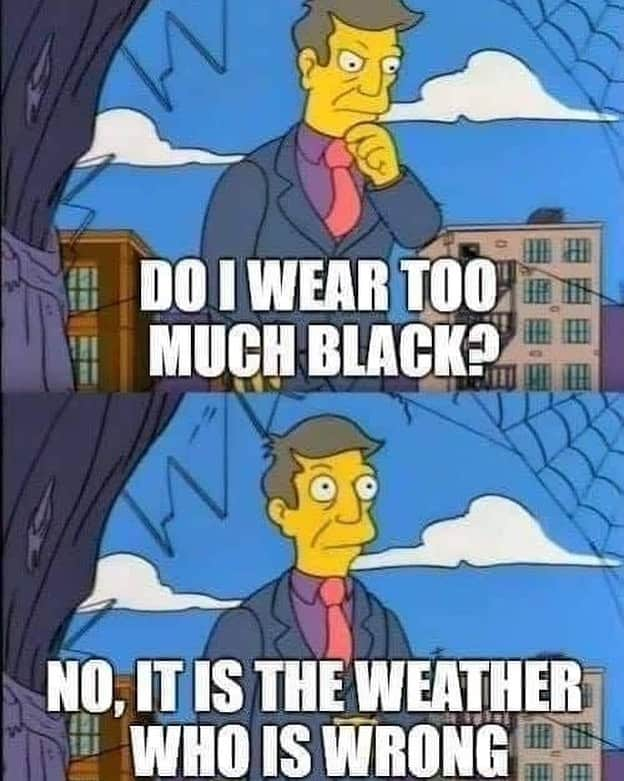 Alternative Pressさんのインスタグラム写真 - (Alternative PressInstagram)「It's the weather that's wrong, not us⁠⠀ .⁠⠀ Creator unknown⁠⠀ .⁠⠀ .⁠⠀ #thesimpsons #allblackeverything #summergoth #gothmeme #meme #alternativepress #altpress」7月21日 11時08分 - altpress