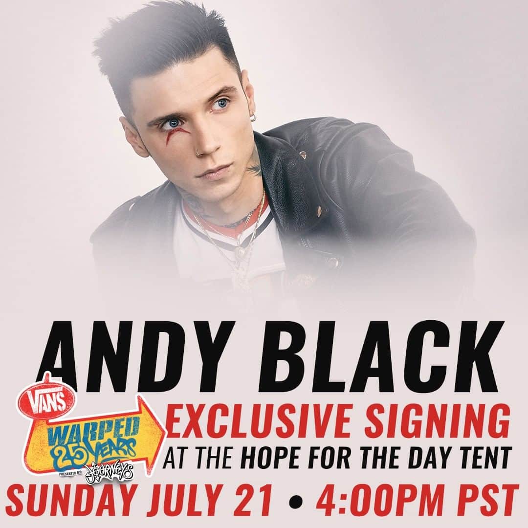Alternative Pressさんのインスタグラム写真 - (Alternative PressInstagram)「Be one of the first 100 people at the @hopefortheday tent TODAY to get a wristband for the exclusive @andyblack signing at @vanswarpedtour 🎉⁠ .⁠ .⁠ .⁠ #andyblack #andybiersack #blackveilbrides #bvb #bvbarmy #vanswarpedtour #warpedtour #vans #warpedforever #foreverwarped #warped25 #alternativepress #altpress」7月22日 1時01分 - altpress