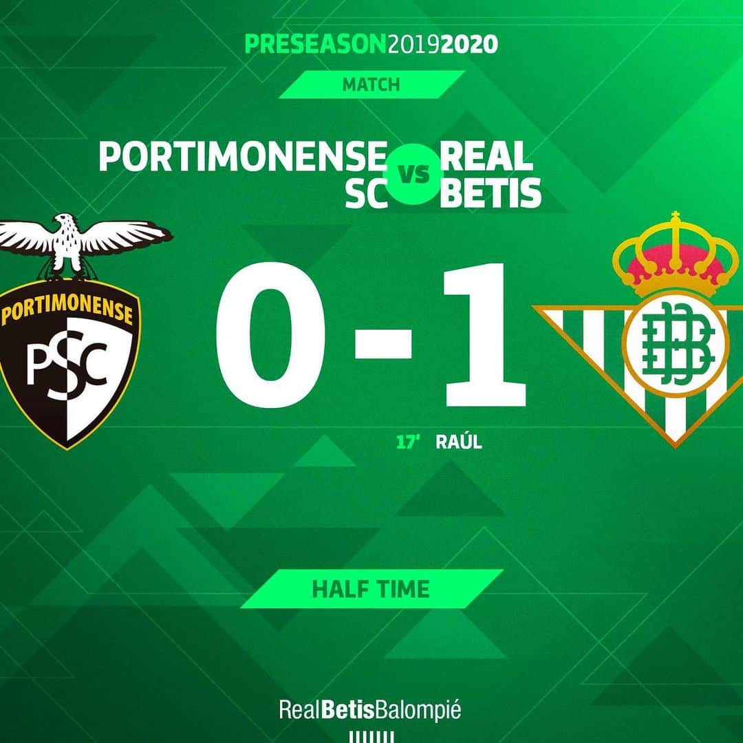 レアル・ベティスさんのインスタグラム写真 - (レアル・ベティスInstagram)「45' ⏱⚽️ Descanso -- 45' ⏱⚽️ Half time ⚫⚪ #PortimonenseRealBetis 0-1 💚⚪ #BetisOnTheRoad #LaLigaWorld」7月21日 20時25分 - realbetisbalompie