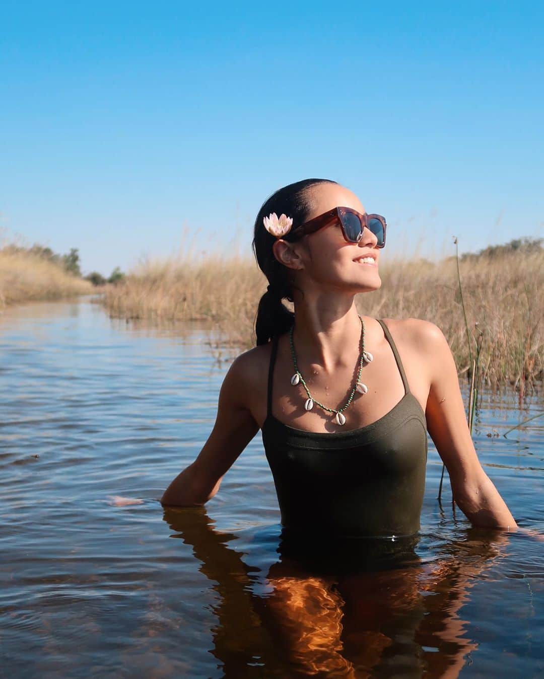 エレスさんのインスタグラム写真 - (エレスInstagram)「Soaking up some sun  while swimming in the healing waters of Okavango Delta in the north of Botswana for @katrinarazon, wearing the Aquarelle swimsuit.  #eresparis #eres #swimineres #travel #travelgram #inspiration #summertime #swiminstyle」7月21日 21時13分 - eres