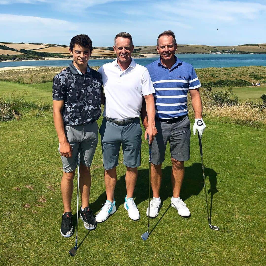 ルーク・ドナルドのインスタグラム：「Lovely knock around @stenodocgolf with family, now sitting back and watching the end of @theopen - who’s your winner? #golf #links family #Cornwall」