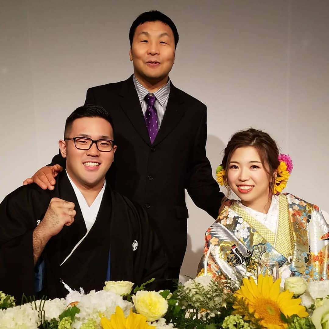 金原弘光のインスタグラム：「スゴくいい結婚式だったよ⤴⤴⤴ 建武、葵さん、末永くお幸せに👍 #新極真  #空手 #入来建武」