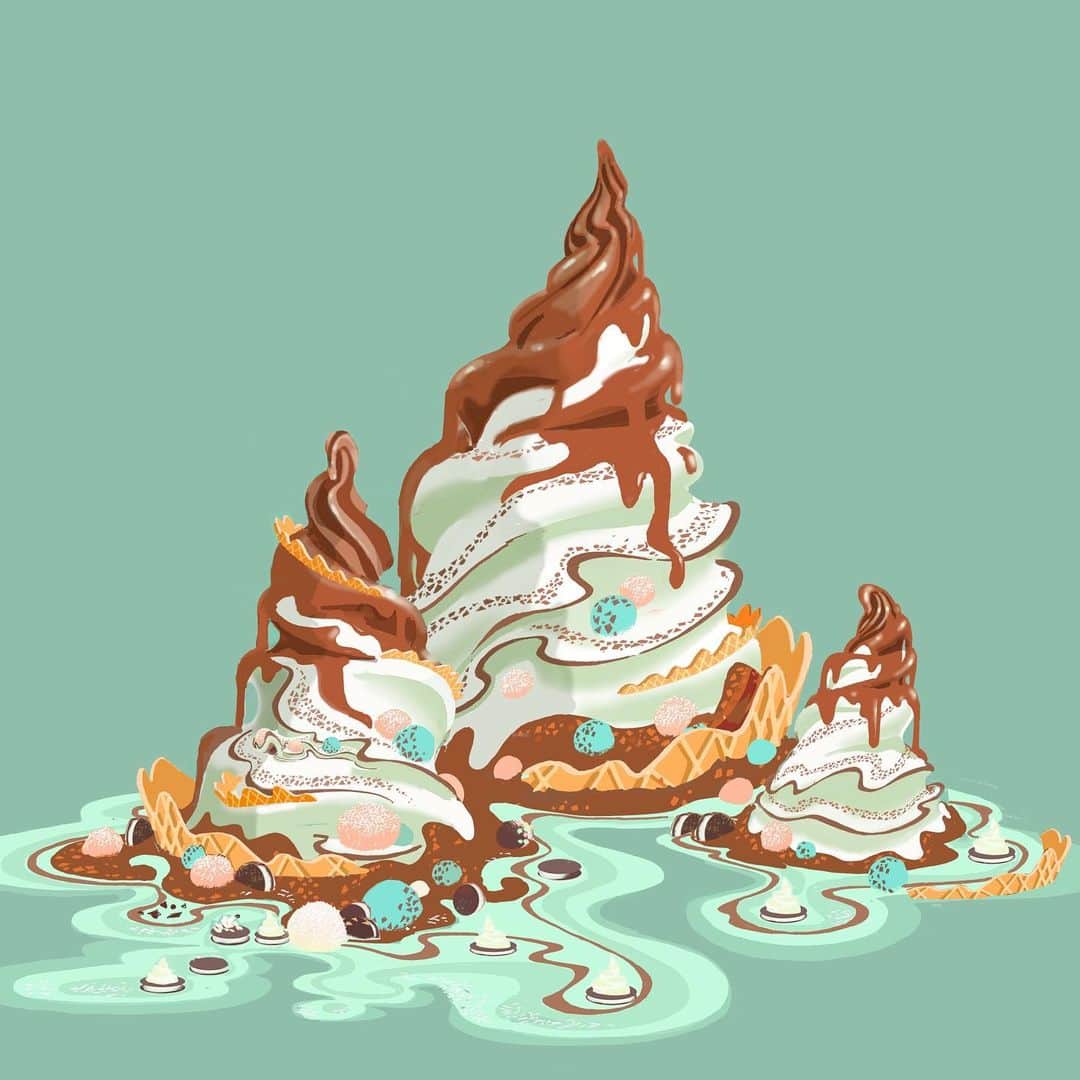 ウォルト・ディズニー・アニメーション・スタジオズさんのインスタグラム写真 - (ウォルト・ディズニー・アニメーション・スタジオズInstagram)「Delight in concept art for an ice cream mountain in Sugar Rush from #WreckItRalph 🍦 #NationalIceCreamDay 🎨: Mac George, Visual Development」7月22日 0時42分 - disneyanimation