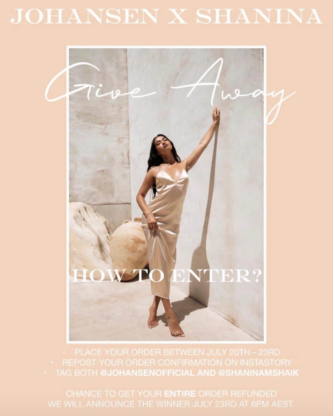 シャニーナ・シャイクのインスタグラム：「Give Away!! Repost your order on instastory tag ME or @johansenofficial and you can have your order refunded. Free and simple for the summer 💋」