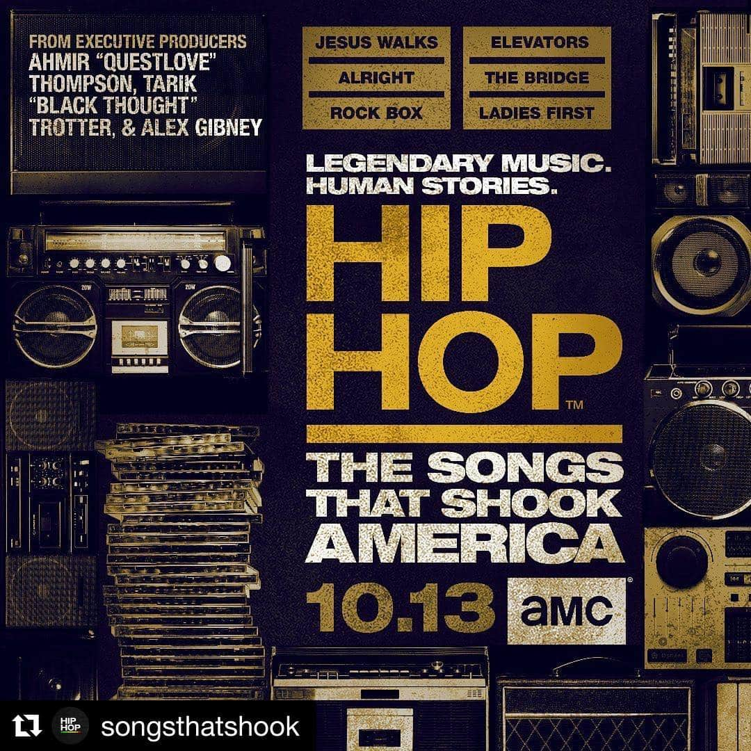 クエストラブさんのインスタグラム写真 - (クエストラブInstagram)「We did it y’all! Oct 13th!!!!! #Repost @songsthatshook ・・・ It’s Official—“Hip Hop: The @SongsThatShook America” drops on @amc_tv 10.13. Watch a sneak of the first episode now. Link in bio.」7月22日 3時34分 - questlove