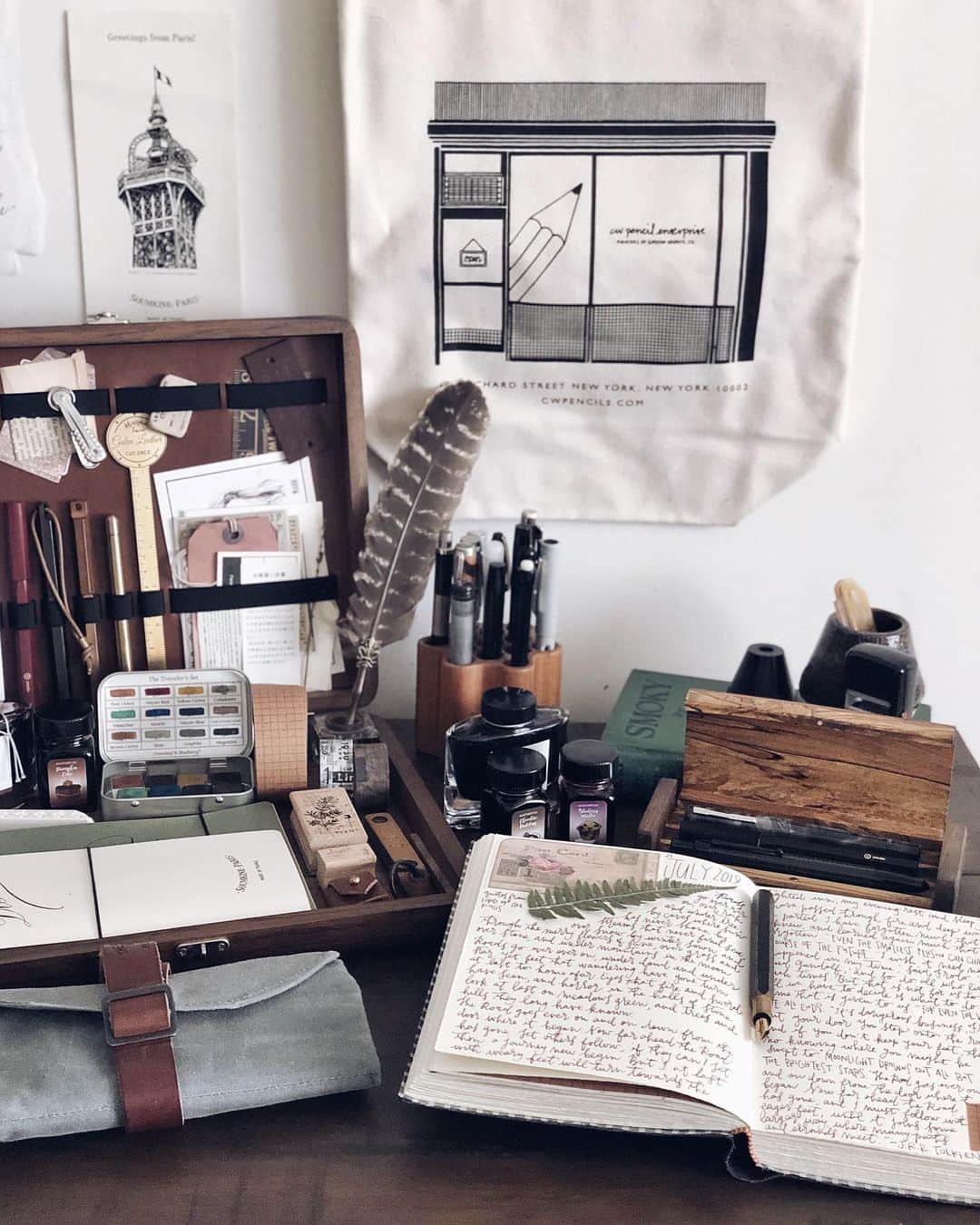 Catharine Mi-Sookさんのインスタグラム写真 - (Catharine Mi-SookInstagram)「“Roads go ever ever on, Under cloud and under star. Yet feet that wandering have gone Turn at last to home afar. Eyes that fire and sword have seen, And horror in the halls of stone Look at last on meadows green, And trees and hills they long have known.” -J.R.R. Tolkien . . . . Brassing Desk Pen @ystudiostyle inked with the stunning new color Blueberry Muffin from @monteverdepens_official Sweet Life inks. Jackson Journal in the Companion size & Mini Sendak in slate waxed canvas @pegandawl. Writing Box & Wooden Pen Holder @galen_leather. . . . . #jrrtolkien #journaling #dailyjournal #ystudio #fountainpens #penmanship #teammonteverde #monteverde #fountainpenink #galenleather #writingbox #loveforanalogue #stationery #stationerylove #pegandawl #creativejournaling #creativejournal #creativespace #desksetup #deskgoals #plannernerd #thedailywriting #abmspaces #scrapbooking #scrapbooklayout #thingsorganizedneatly」7月22日 3時59分 - catharinemisook