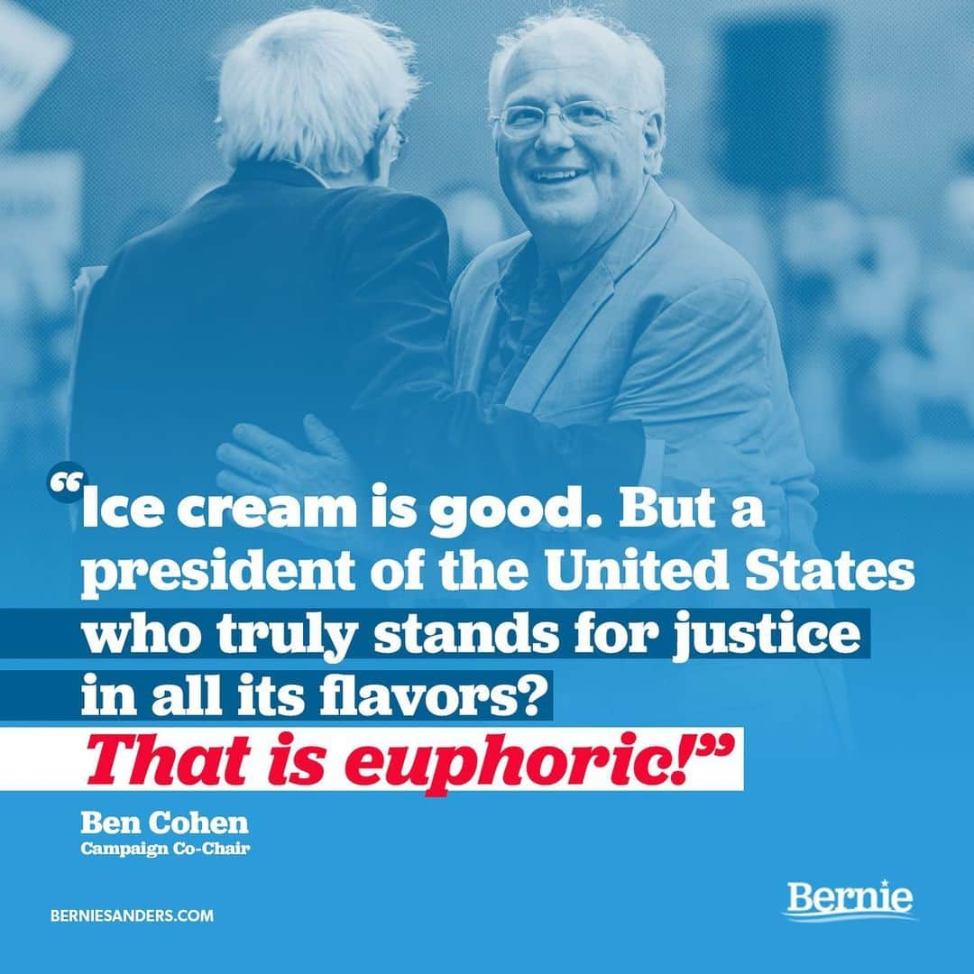 バーニー・サンダースさんのインスタグラム写真 - (バーニー・サンダースInstagram)「Happy National Ice Cream Day to Ben Cohen, our campaign co-chair and co-founder of Ben & Jerry's ice cream!」7月22日 6時20分 - berniesanders