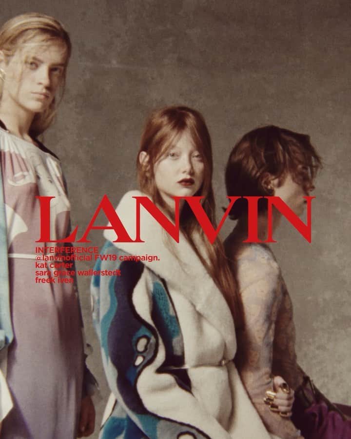 ランバンのインスタグラム：「A collection of significant moments.  Film: @_glen_luchford Creative direction: @brunosialelli  Art direction: @ezrapetronio Styling: @mr_carlos_nazario  Hair: @paulhanlonhair  Make-up: @lucia_pieroni  Casting: @piotrchamier  #LanvinINTERFERENCE #LanvinFW19  #LanvinbyBrunoSialelli」