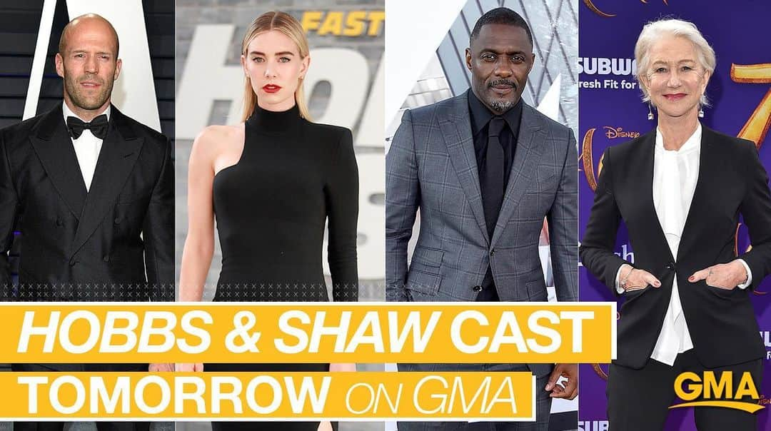 Good Morning Americaさんのインスタグラム写真 - (Good Morning AmericaInstagram)「🔥JASON STATHAM, VANESSA KIRBY, IDRIS ELBA, AND HELEN MIRREN 🔥TOMORROW on GMA: The cast of @hobbsandshaw join us LIVE from London! 🇬🇧 #HobbsAndShaw #fastandfurious」7月23日 5時20分 - goodmorningamerica