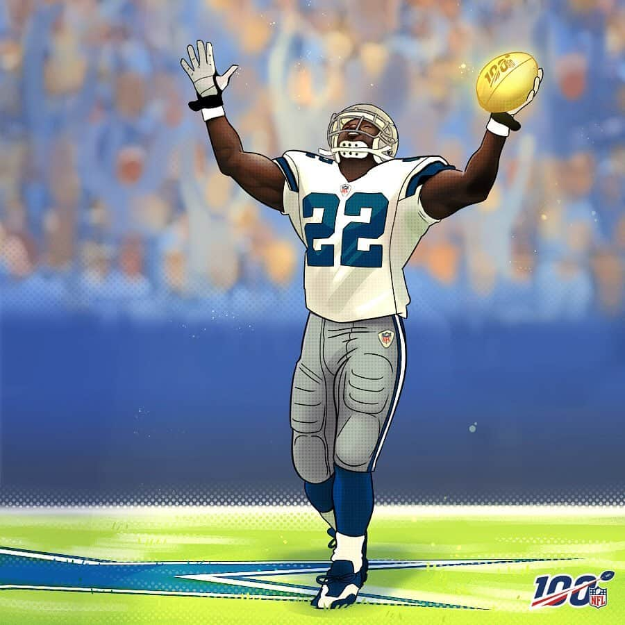 NFLさんのインスタグラム写真 - (NFLInstagram)「Pure joy when @emmittsmith22 took the all-time rushing crown. 👑 (via @nflthrowback) #NFL100」7月22日 21時18分 - nfl