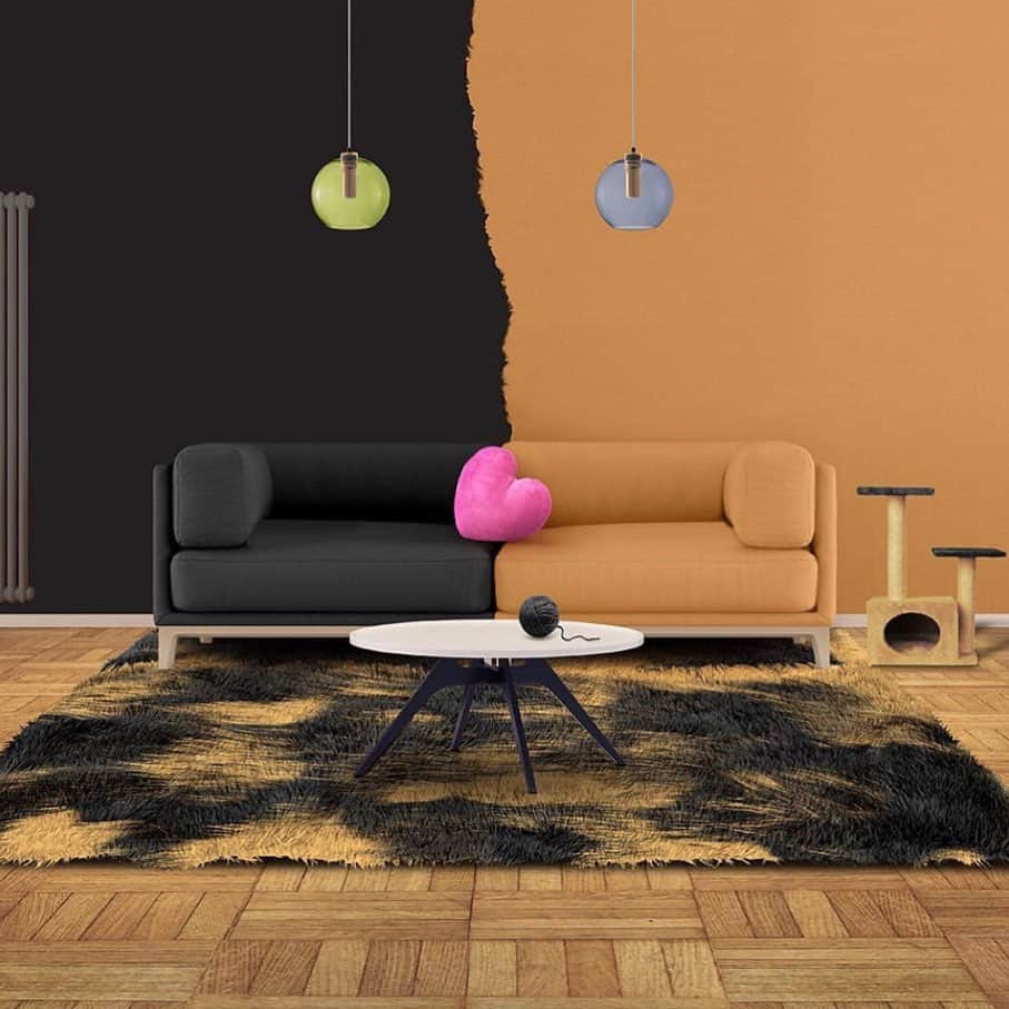 Venus Cat さんのインスタグラム写真 - (Venus Cat Instagram)「Does this room remind you of anyone?? 🖤🧡 It was created by @valsparpaint in my honor! 🙀😻 I love it and am so honored to be the inspiration behind this pawesome work of art!! 🐾 #AnimalsHouse #sponsored」7月23日 2時13分 - venustwofacecat
