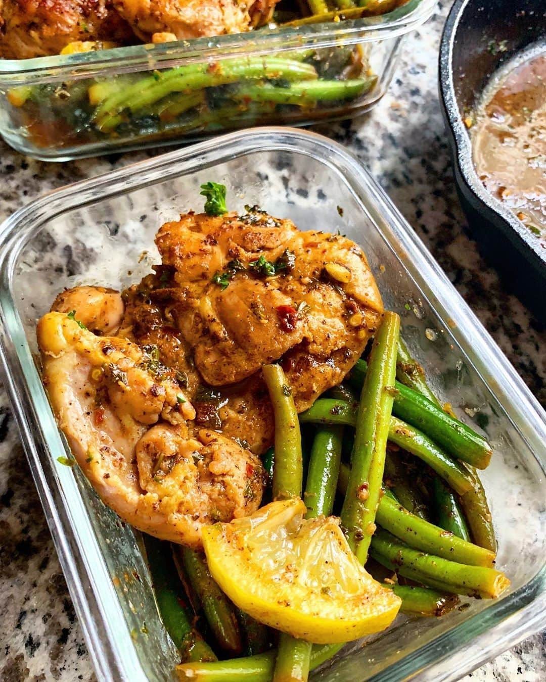 Flavorgod Seasoningsさんのインスタグラム写真 - (Flavorgod SeasoningsInstagram)「🍋 Lemon Garlic Butter Chicken and Green Beans 🍋⁠ -⁠ By: @keto_rebel⁠ -⁠ ⠀⁠ This meal was AMAZING!!! The best part, I made everything in one pan. It’s a great quick and easy weekday meal and also perfect for #mealprep⁠ ⠀⁠ Here’s the recipe ⬇️⁠ ⠀⁠ Ingredients:⁠ * 1 pound skinless, boneless chicken thighs⁠ * 1 pound green beans, trimmed⁠ * 3 tablespoons butter, divided or⁠ * 4 garlic cloves, minced⁠ * 1 teaspoon paprika⁠ * 1 teaspoon onion powder⁠ * 1 tablespoon lemon garlic seasoning (I used @flavorgod )⁠ * Salt and fresh cracked pepper⁠ * Juice of 1/2 lemon⁠ * 1/2 cup chicken broth⁠ * Crushed red chili pepper flakes⁠ * 1/2 cup fresh chopped parsley⁠ ⠀⁠ Directions:⁠ 1. In a small bowl, combine onion powder, paprika, salt, lemon garlic and pepper. Season chicken thighs generously with the spice mixture. Set aside while you prepare green beans.⁠ ⠀⁠ 2. Steam green beans until almost done but still crisp.⁠ ⠀⁠ 3. Melt 2 tablespoons butter in a large skillet over medium-low heat. Lay the seasoned chicken thighs in one layer in the skillet. Cook for 5-6 minutes then flip and cook another 5-6 minutes, until cooked through. If chicken browns too quickly, lower the heat. Adjust timing depending on the thickness. Transfer chicken to a plate and set aside.⁠ ⠀⁠ 4. In the same skillet, lower the heat and melt the remaining tablespoon butter. Add chopped parsley, garlic, red crushed chili pepper flakes, and pre-cooked green beans and cook for 4 to 5 minutes, stirring regularly, until cooked to your liking. Add lemon juice and chicken stock and reduce the sauce for a couple of minutes, until slightly thickened.⁠ ⠀⁠ 5. Add cooked chicken thighs back to the pan and reheat quickly.⁠ -⁠ KETO Seasonings on Sale here ⬇️⁠ Click the link in the bio -> @flavorgod⁠ www.flavorgod.com⁠ -⁠ -⁠ #food #foodie #flavorgod #seasonings #glutenfree #mealprep  #keto #paleo #vegan #kosher #breakfast #lunch #dinner #yummy #delicious #foodporn」7月23日 8時00分 - flavorgod