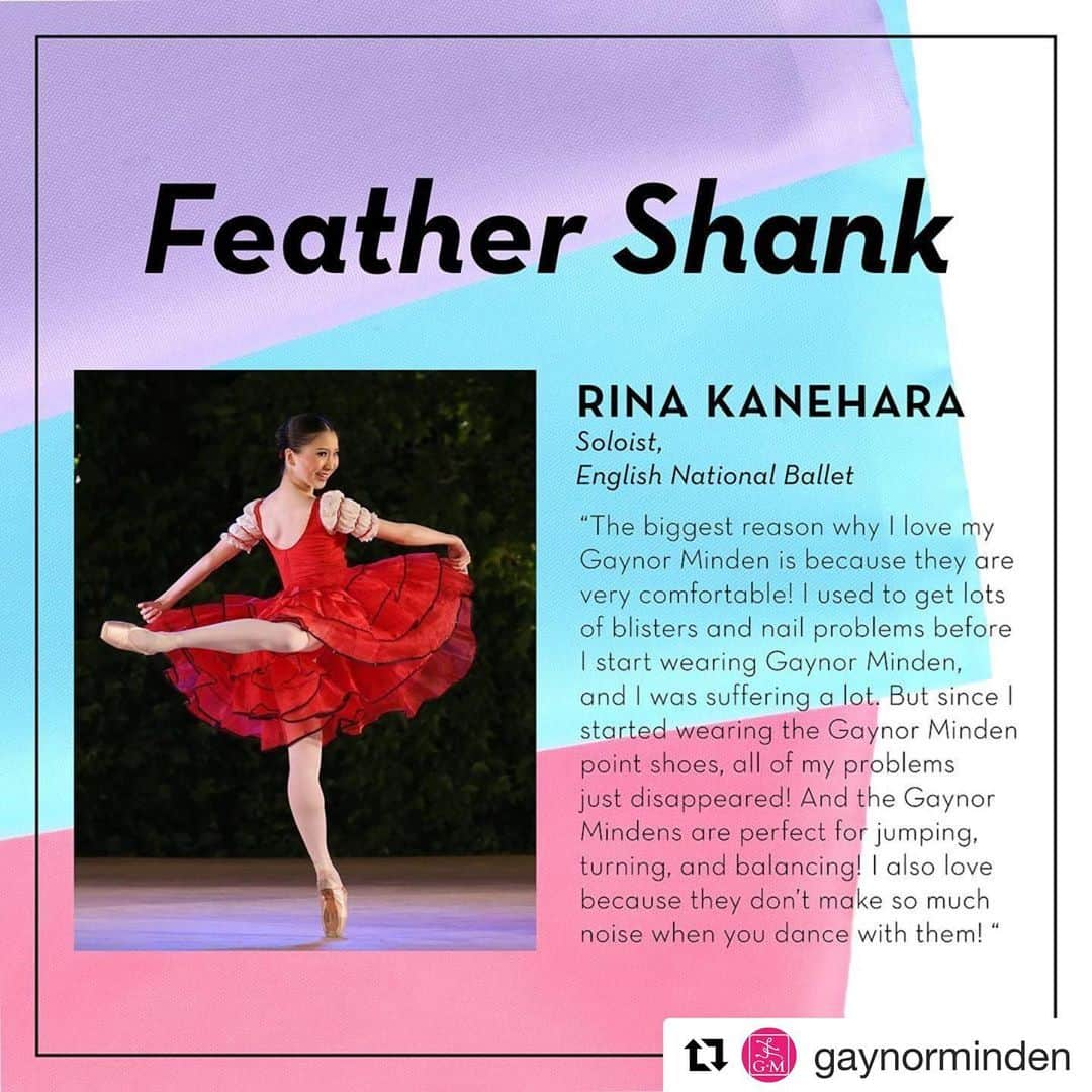 金原里奈のインスタグラム：「#Repost @gaynorminden with @get_repost ・・・ Shank Week continues! Today we’re featuring the Feather Shank with our very own #GMArtist Rina Kanehara @rinakanehara0122 of English National Ballet!  The 💙Feather Shank (blue bag) 💙is perfect for those who wish for more flexibility, while still maintaining a bit of built-in control.  Comment below with a 💙 if you wear the Feather Shank!」