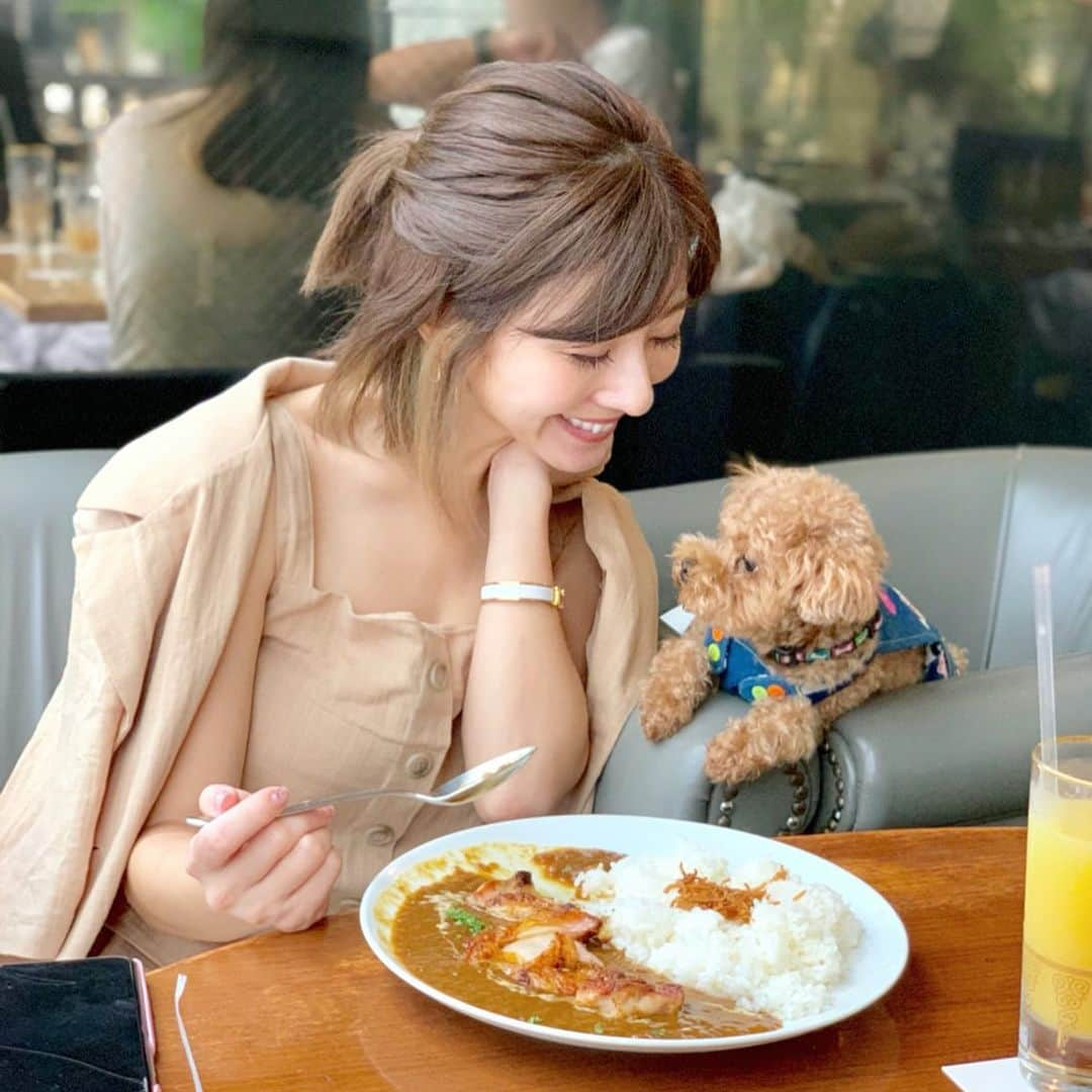 水野佐彩さんのインスタグラム写真 - (水野佐彩Instagram)「・ 🐶今日はパンケーキじゃないの？💕 👩🏽最近カレーブームなの🍛❤️ #coordinate  setup#amail @amail_official  shoes#viviennewestwood  @viviennewestwoodjapan  #sサイズコーデ #153cmコーデ #おちびコーデ #おちびの輪 #セットアップ #montalk #モントーク #犬と行けるカフェ #おもちとおはぎ #休日ランチ #ランチデート #お散歩デート」7月23日 19時29分 - saaya_mizuno