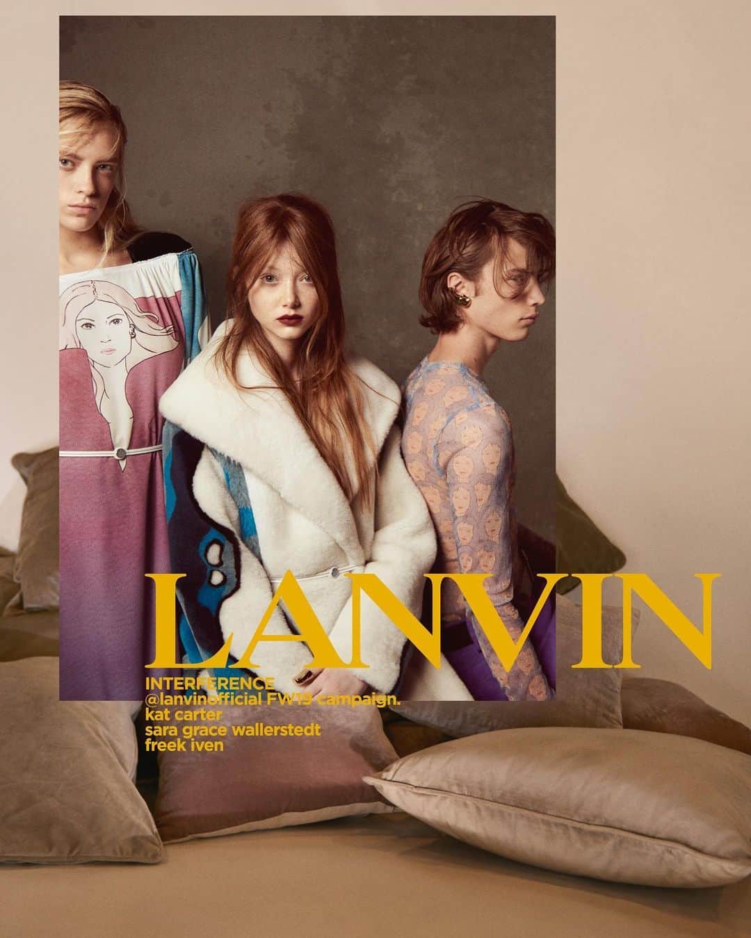 ランバンのインスタグラム：「Personifying a new cast of Lanvin characters. Photography: @_glen_luchford Creative direction: @brunosialelli  Art direction: @ezrapetronio Styling: @mr_carlos_nazario  Hair: @paulhanlonhair  Make-up: @lucia_pieroni  Casting: @piotrchamier  #LanvinINTERFERENCE #LanvinFW19  #LanvinbyBrunoSialelli」