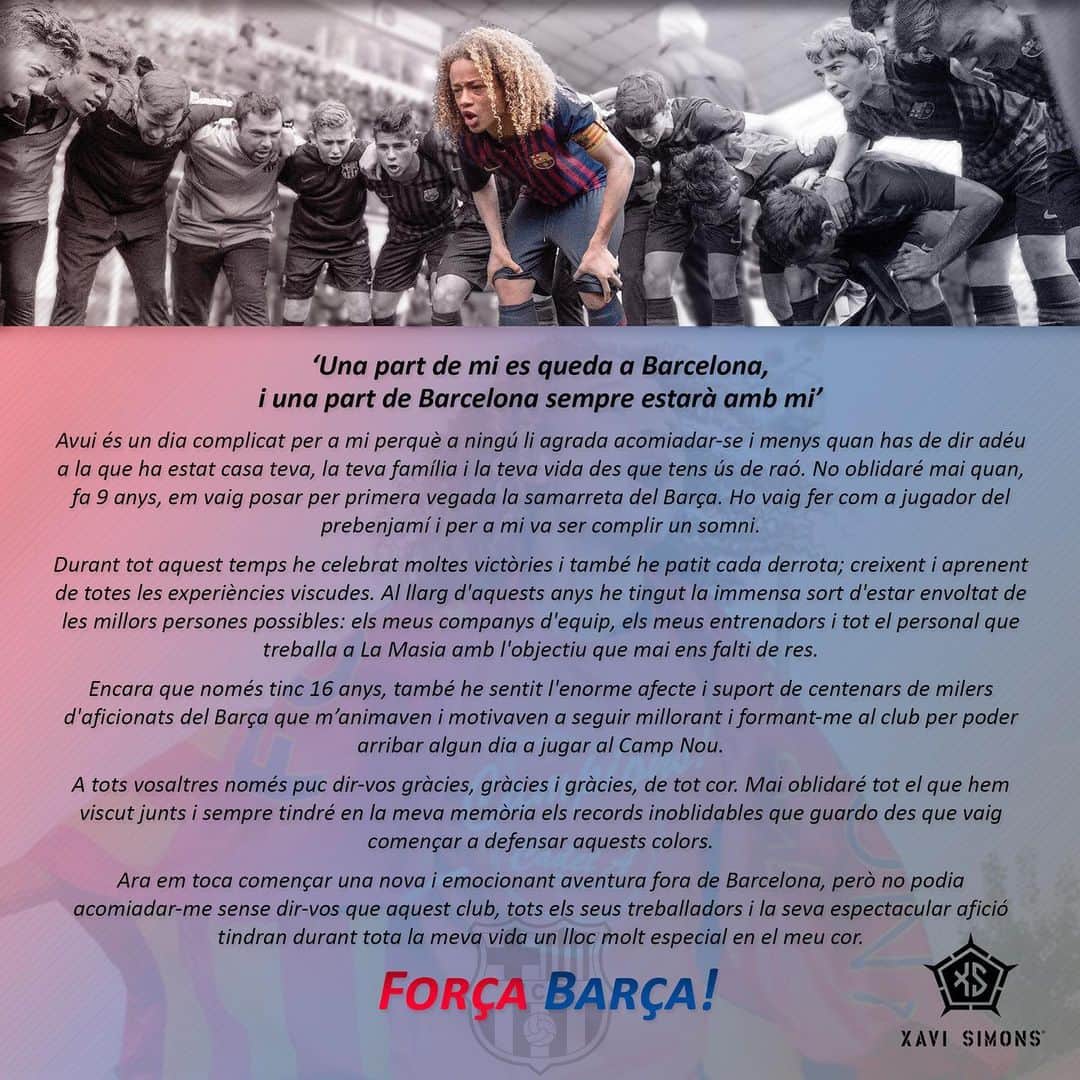 シャビ・シモンズさんのインスタグラム写真 - (シャビ・シモンズInstagram)「Gracias · Thank you · Gràcies! @fcbarcelona · #ForçaBarça! 🔴🔵」7月23日 19時45分 - xavisimons